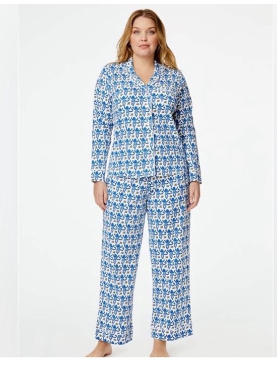 Roller Rabbit Other - Roller Rabbit Blue Monkey Long Sleeve Long Pants Cotton Polo Pajama Set
